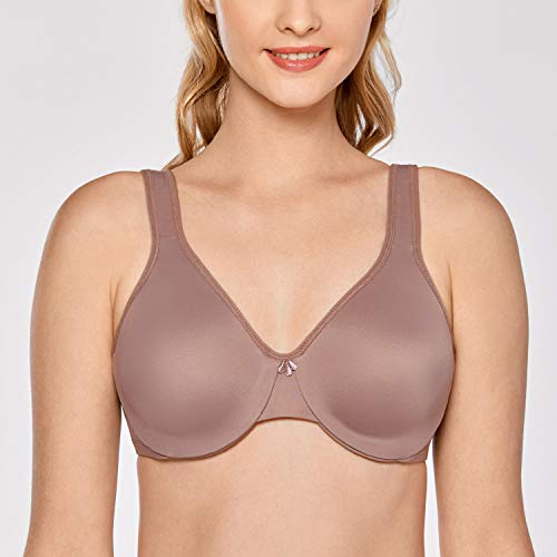 Delimira Women'S Minimizer Bra Plus Size Underwire Smooth Full Coverage Seamless Bras Mochaccino 34Dd thumb #2