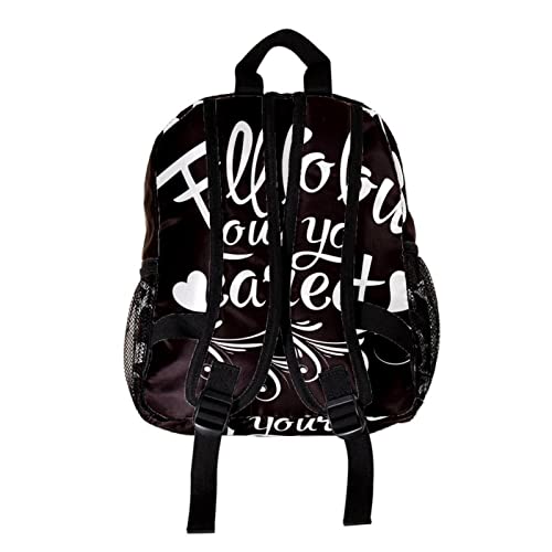 Sac à dos mignon Follow Your Heart noir grand compartiment école - 2