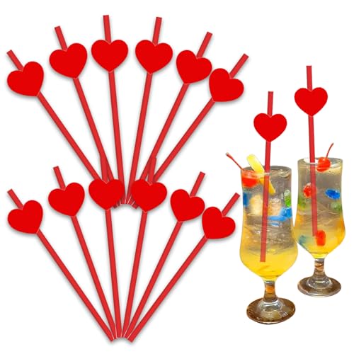 20 pitillos desechables de papel, 7.7 pulg, forma corazón miniatura 1