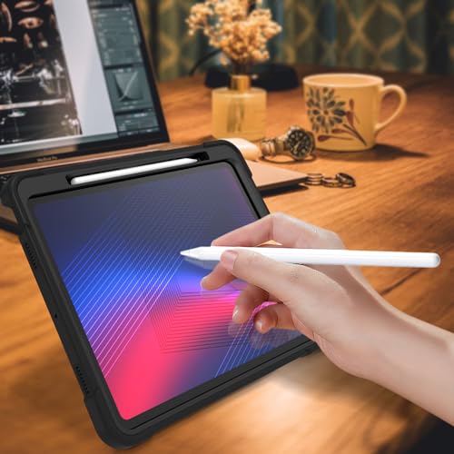 Coque iPad Pro 13 2024 rigide noire résistante aux chocs avec support