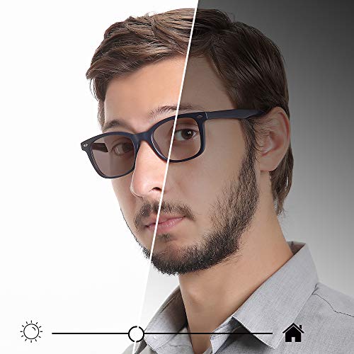 Image of YEIN Blue Light Blocking Glasses, Photochromic Brown Sunglasses, Computer Reading Glasses, TV Glasses for Women /Men(Navy,+1.50 Magnification)
