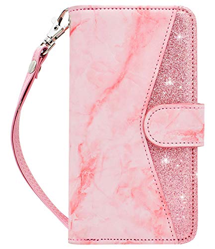 Dailylux Case for iPhone 6 / iPhone 6S - [Built-in 9 Card Slots] Protective Faux Leather Folio Flip Wallet Case for Apple iPhone 6 / 6S 4.7 Inch, Marble Pink