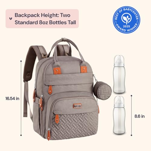 BabbleRoo Baby Changing Bag Backpack, Nappy Changing Back Pack Diaper Bags with Changing Mat & Pacifier Holder for Mom & Dad
