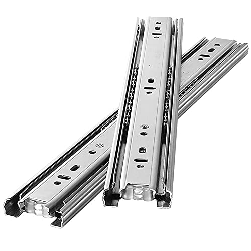 Guías para cajones con rodamiento de bolas, cierre suave, 3 pliegues, accesorios de extensión completa, rieles para cajones, montaje lateral, capacidad de carga de 100 lb para trabajo pesado, 1 par
