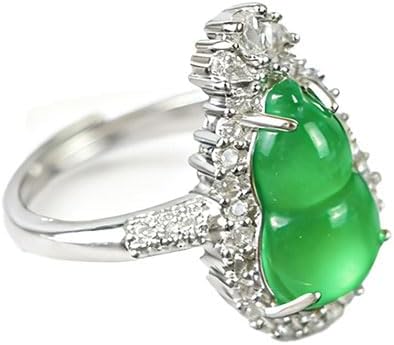 URED Vintage Silver Inlay Green Jade Rings for Women Green Stone Ring Fashion Square Round Oval Shaped Luxury Design Good Luck Feng Shui Wealth Adjustable Ring for Woman Christmas Birthday Gift