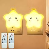 Paquete de 2 lámparas de noche decorativas para recámara, enchufe en la pared, control remoto LED regulable con...