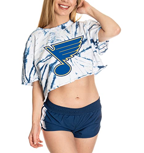 Calhoun NHL Surf & Skate Womens Oversize Drop Shoulder Crop T-Shirt The Sunset Collection (St. Louis Blues Large/X-Large)