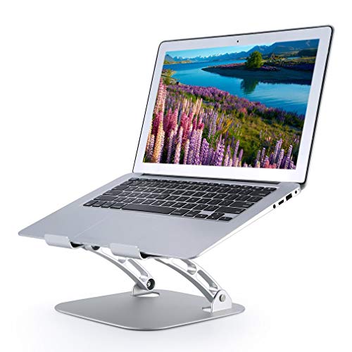 Adjustable Laptop Stand, NICEAO Ergonomic Portable Computer Stand with Heat-Vent to Elevate Rise Laptop, 17 Lbs Heavy Duty Laptop Holder Compatible with MacBook, Air, Pro All Laptops (Silver)