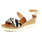 Lunar Zelda White Snakeskin Slingback Cuña, White, 39 EU