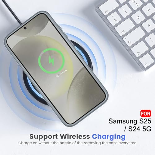 Image of TheGiftKart Hybrid Matte Frosted Back Cover Case for Samsung Galaxy S25 5G / S24 5G | Built-in Stand | Shockproof Hard Back Case Cover for Samsung Galaxy S25 5G / S24 5G (PC & TPU, Translucent Grey)