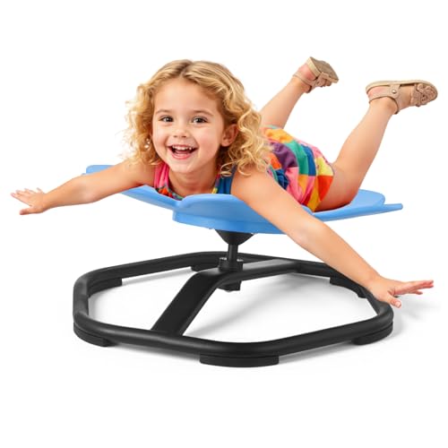 VEVOR Silla Giratoria Infantil Sensorial, con Forma de Flor, Carga de 100 kg, con Base Metálica Antideslizante, Favorece la Coordinación, el Equilibrio y la Concentración, Azul, de 3 a 12 Años