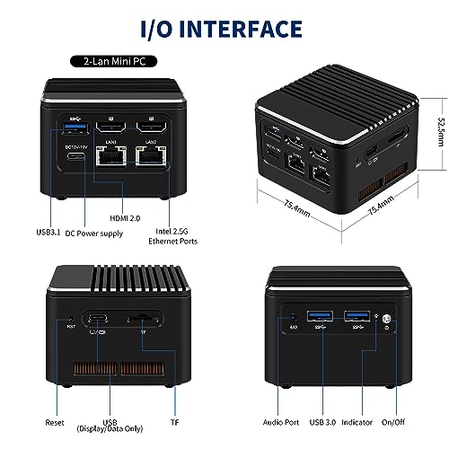 Image of Micro Firewall Appliance Intel N100 Mini PC,8GB LPDDR5 128G M.2 SSD, Windows 11 Pro Mini Computers, Support Dual HDMI /Type-C 4K Output for Home&Office