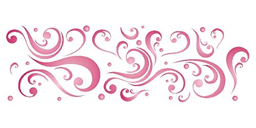 Abstract Scroll Stencil, 14 x 4.5 inch (M) - Classic Art Nouveau Deco Border Wall Stencils by Craft KREATIVELY