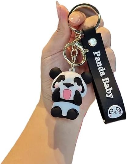 Penny Wise® Cute Baby Panda 3D Keychain | Keyring & Quirky Bag Charm | Hard Silicone,Unbrekable | Travel Essential | Kids Friendly | Comes With Strap & Bag Hook | Single Piece.