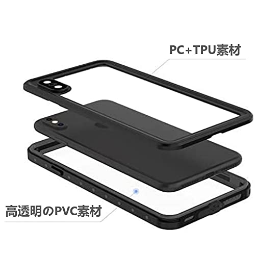 [Taosan] iPhone XS/iPhone X 対応 防水ケース IP68防水規格 防水 防雪 防塵 耐震 耐衝撃 ワイヤレス充電対応 5.8インチ アイフォンxs アイフォンxケース (黒色)