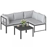 Outsunny Conjunto de Muebles Jardín Exterior de 3 Piezas Resistente Gris