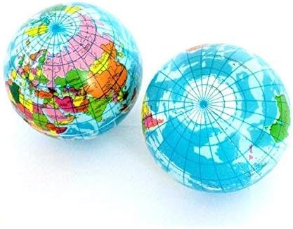 Sohapy 2.48'' Mini Squeezable Globe Stress Balls,Tension Reliver Balls,Party Favor,Soft PU Globe Ball,Earth Pattern,Party Toys