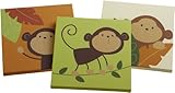 Carter's Monkey Bars 3 Piece Canvas Wall Art, Chocolate, 12 X 12" (Discontinued by Manufacturer)