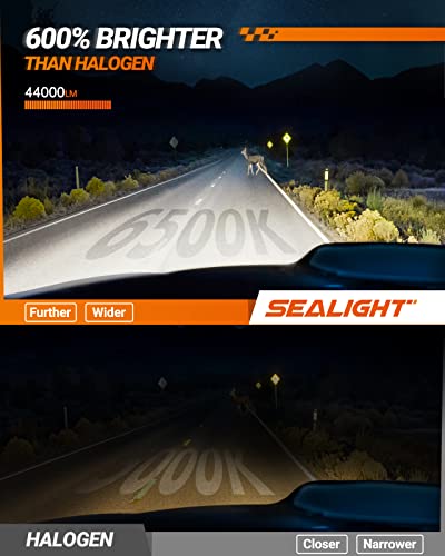 Sealight 9005/Hb3 H11/H9/H8 Led Bulbs Combo, 48000Lm 600% Super Brightness 6500K Cool White, H11 Low Beam 9005 High Beam Led Bulbs With Adjustable Lock Ring, No Polarity Required, Ip67, Pack Of 4 #TOP1