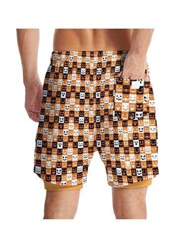 CHILL·TEK Print Men's Swim Trunks Halloween Hawaiian Shorts for Men Quick Dry Summer Bathing Suits with Drawstring for Party3