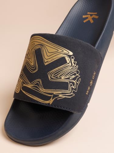 Image of WROGN Men's Anti-slip Sliders | Lightweight EVA Sole | | Gold HD Print