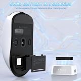 A.JAZZ AJ159 V2 SUPERLIGHT Wireless Gaming Mouse with Hot-Swappable Battery Design (Two Swappable 300mAh Battery Packs & Charging Dock), Ultra-Light 54g, Pixart PAW3395, 32000 DPI, for PC/MAC (White)