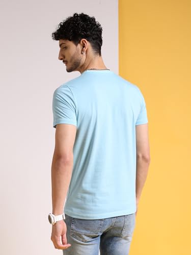 Image of The Indian Garage Co Men Drop Shoulder Loose fit Colourblocked Round Neck Tshirt
