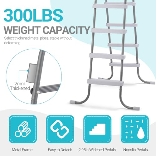 Escalera para piscina CZBZ 4 peldaños 52 pulgadas alta miniatura 4