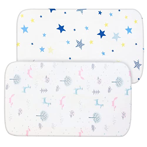 Image of Muslin Crib Sheets for Boys and Girls, 2 Pack Ultra Soft Cotton Muslin Fitted Baby Crib Sheet for Standard Crib Mattress & Toddler Bed Mattress, Star and Fox Forest