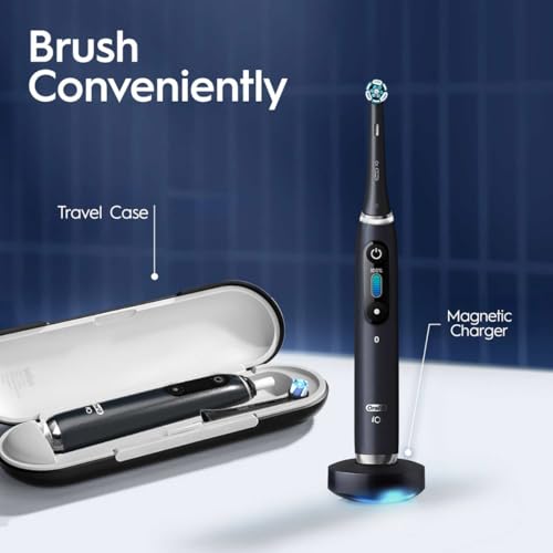 Image of Oral-B iO9 Ultimate Electric Toothbrush, 7 Smart Modes, Pressure Sensor, Interactive Display & AI Personalization, 3hr Quick Charge, 2 Year Warranty by Oral B, IPX7, refill holder,Adult,Black