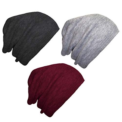 Kit 3 Touca Beanie Tipo Gorro Original Vcstilo T01 (CHUMBO/CINZA/VINHO)
