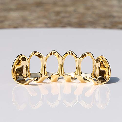 Tsanly Open Face Grillz Teeth 24K Gold Grillz Plated Caps New Custom Fit Top & Bottom Grill Set For Kids + Extra Molding Bars + Microfiber Cloth #TOP3