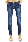 bestyledberlin Damen Skinny Fit Jeans, Ausgefranste Röhrenjeans, High Waist SkinnyJeans j37l 40/L