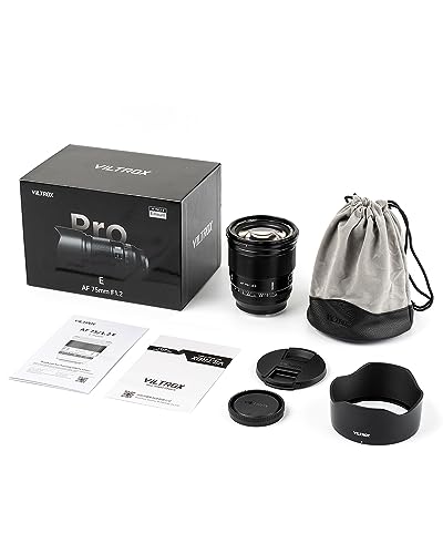 VILTROX 75mm f/1.2 F1.2 EF PRO EF Lens for Sony E-Mount Ultra Wide Angle APS-C Auto Focus Prime Lens Compatible with Sony E-Mount Mirrorless Cameras A7M/R/S Series A7Cc A9 A1 A6x00 Fs5