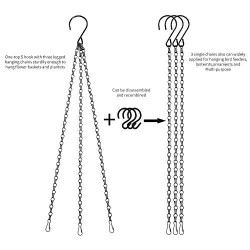 Uarepretty 3 Sets 24 Inches Hanging Chains For Planters, Ornaments， Bird Feeders, Billboards, Fruit Basket, Indoor And Outdoor (Black) #TOP7