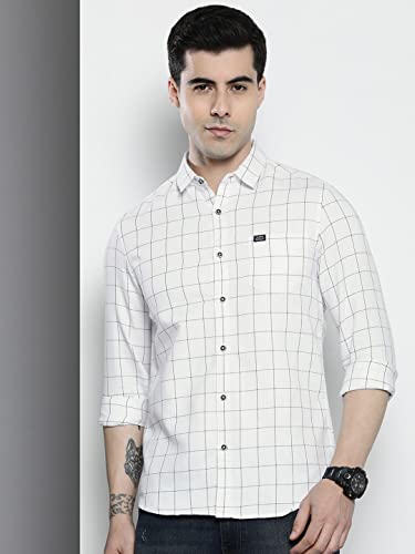 Image of The Indian Garage Co Men Regular Fit Checkered Full Sleeves Cutaway Collar Casual Shirt