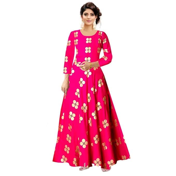 Womens Anarkali Printed Rayon Fabric Kurti Style Gown-picture-13