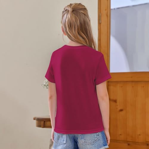 Kids Girls Cotton Short Sleeve Tops Solid Crewneck Breathable Athletic Casual Shirts Comfy Soft Blouse Basic Tees4