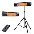 Infrared Electric Patio Heater, Colliford Indoor/Outdoor Heater, Standing Heaters for Garage, Backyard, Carbon Infrared Patio Heater with Tripod & Tip-Over Protection-1500W