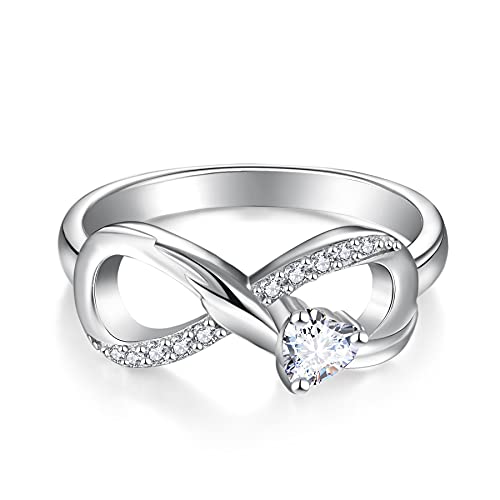 STARCHENIE Infinity Promise Ring 925 Sterling Silver Angel Wings Heart Ring for Women Size 5-102