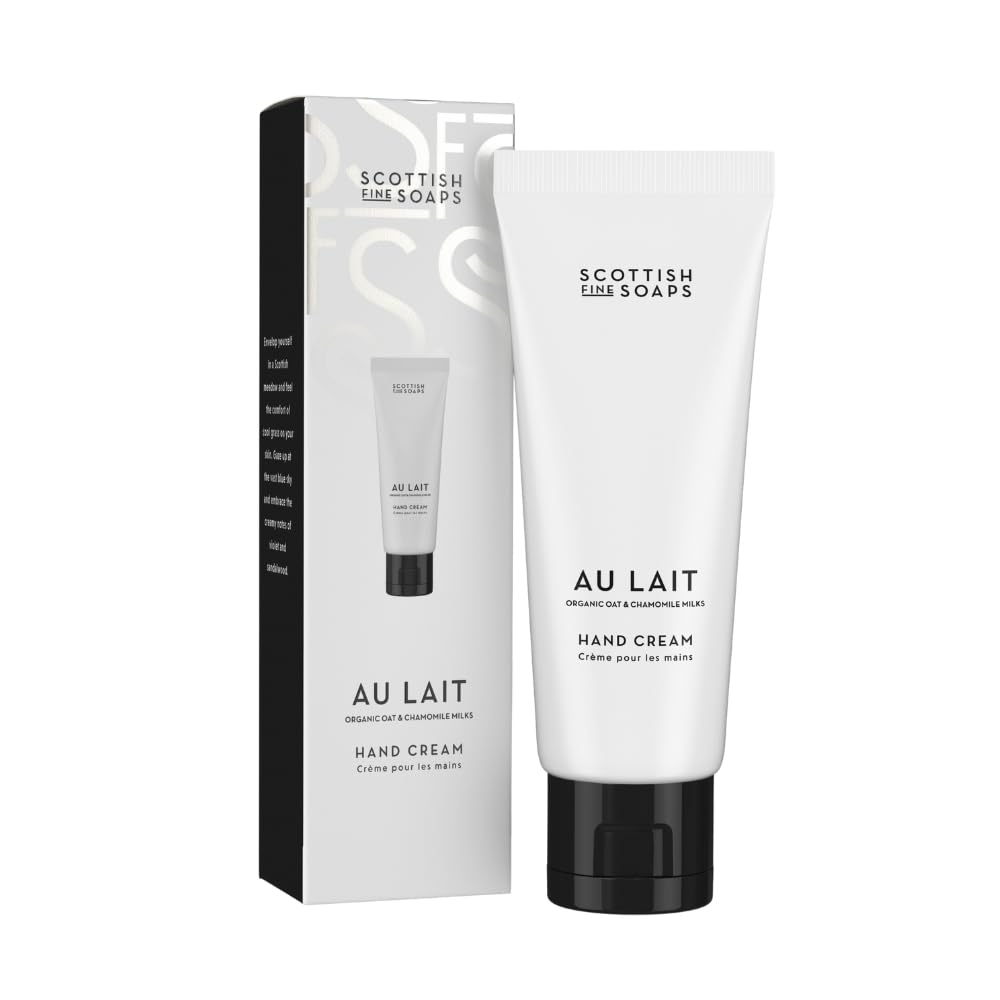Scottish Fine Soaps Au Lait Hand Cream 75ml – Moisturising Compact Hand Cream with Shea Butter and Milk Extracts