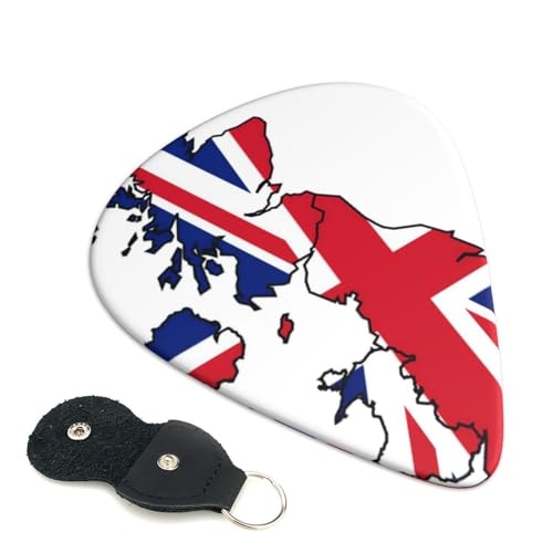 ギターピック 6枚セット イギリス国旗 ユニオンジャック 英国 ギターピックバッグ エレキギターピック ギターピックセット Abs素材 3種厚み 耐久性 携帯便利 紛失しにくい 革収納バッグ ギター専用 音楽愛好家 初心者 贈り物 厚さ 0.96mm