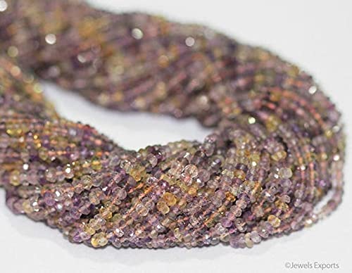 Perles amétrine 3mm rondelle facettée fil de gemmes naturelles pour collier DIY