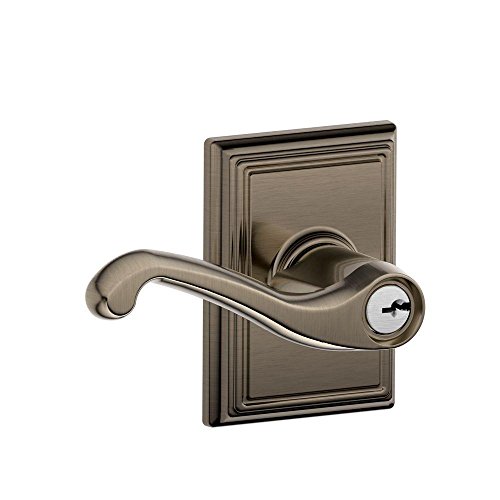 Schlage F51A Fla 620 Add Flair Lever With Addison Trim Keyed Entry Lock, Antique Pewter #TOP21