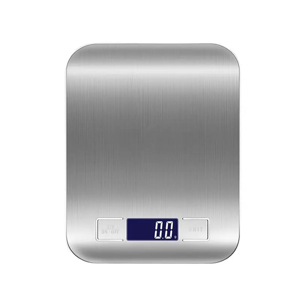 Báscula de cocina digital, báscula postal pequeña recargable portátil precisa de 10 kg/1 g de acero inoxidable, 6 unidades con función de tara, pantalla LCD, acero inoxidable fácil de limpiar, para el