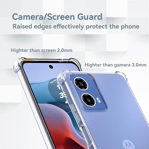 USTIYA Capa para Motorola Moto G34 5G Transparente TPU Quatro Cantos Capa de Proteção de Grau Milita