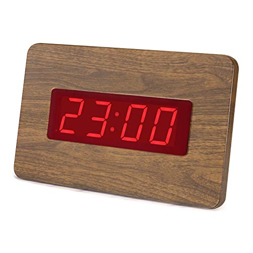 Timegyro Digitaler LED-Wecker für Schlafzimmer, batteriebetrieben, hellbraun Cover
