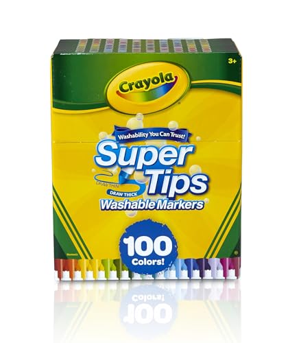 Crayola Super Tips Marker Set (100ct), Fine Point...