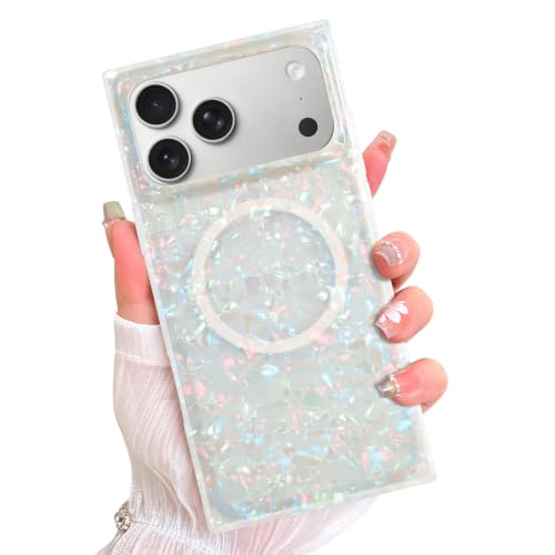 AIGOMARA Rectangle for iPhone 18 Pro Case, Colorful Mother of Pearl