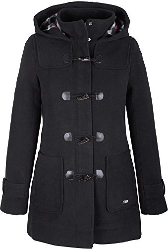 Preisvergleich Produktbild Grimada CF02 Damen Dufflecoat Wollmantel Wolljacke Camile mit Kapuze (38, schwarz)